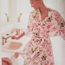 Show Me your MUMU Brie Pink Floral Short Robe Garden of Blooms One Size NEW