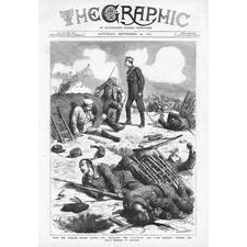 RUSSO TURKISH WAR Scene in the Great Redoubt at Gravitza - Antique Print 1877