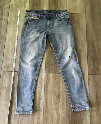 LOFT Relaxed Skinny Distressed Gray Light Wash Mid-Rise Denim Jeans 27