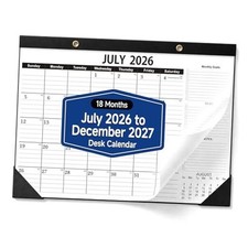 Desk Calendar 2026-2027 - 18 Month Large Monthly Calendar July 2026 - Dec