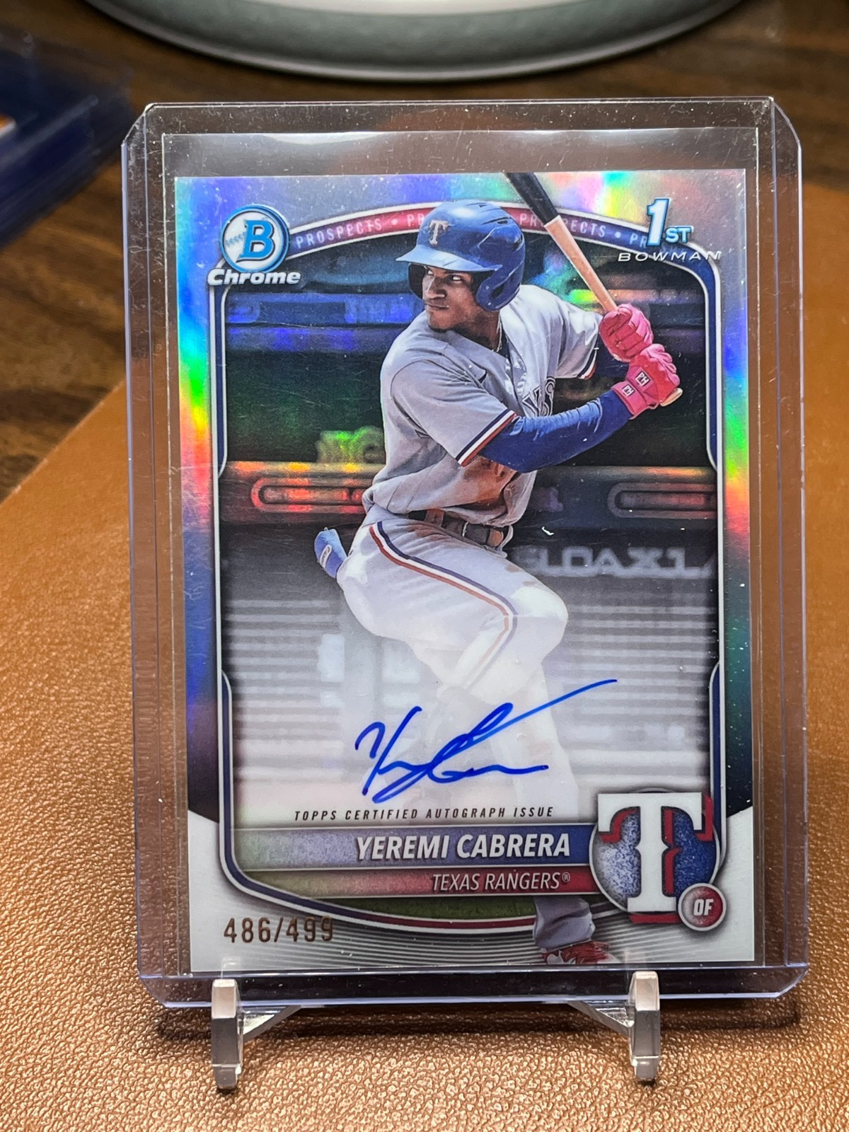 Yeremi Cabrera 2025 Bowman Chrome #CPAYC Refractor RC auto 486/499 Texas Rangers