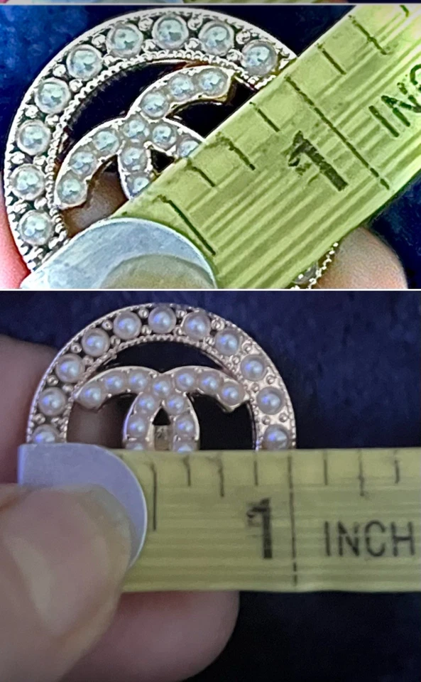 CC(set of 6) 27mm=1.06”Pearl embellished gold tone, metal shank back buttons 🤩 - Image 2 of 4