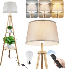 Image of Dimmable Tripod Floor Lamp with Shelves Dimmable 3000-6000K Remote Control LED