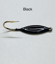 Black, Crappie Fishing Spoons, dock ice fishing, 6 Per Pack, 1/32 oz
