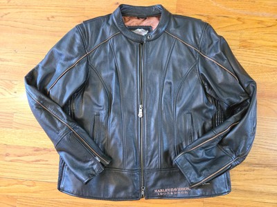 Harley Davidson 105th Anniversary Leather Jacket 1W Women s Black Wings