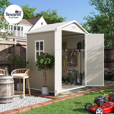 Outdoor Storage Shed 6X4.5 FT, Garden Resin Shed for Bike, Garbage Can, Tools, o
