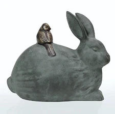Bunny Rabbit And Little Bird Friend Garden Sculpture Statue ~ SPI Home 41028