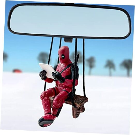 Funny Anime Car Mirror Hanging Accessories Car Pendant Reading Deadpol Style B