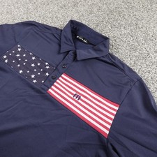 Camisa Polo Travis Mathew Para Hombres M Azul Bandera EE. UU. Estrellas Rayas Rendimiento Golf Papá