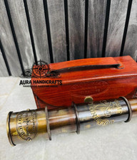 AURA Antique Brass Finish Dolland London Telescope Spyglass W/Leather Easter Gif