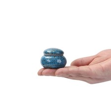Small Urn for Human Ashes - 1.6'' Handicrafted - Beautiful Tiny Blue
