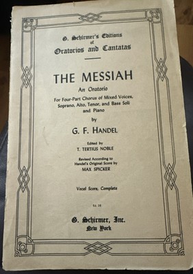 THE MESSIAH: AN ORATORIO G.F. Handel Schirmer Vocal Score Complete 1912