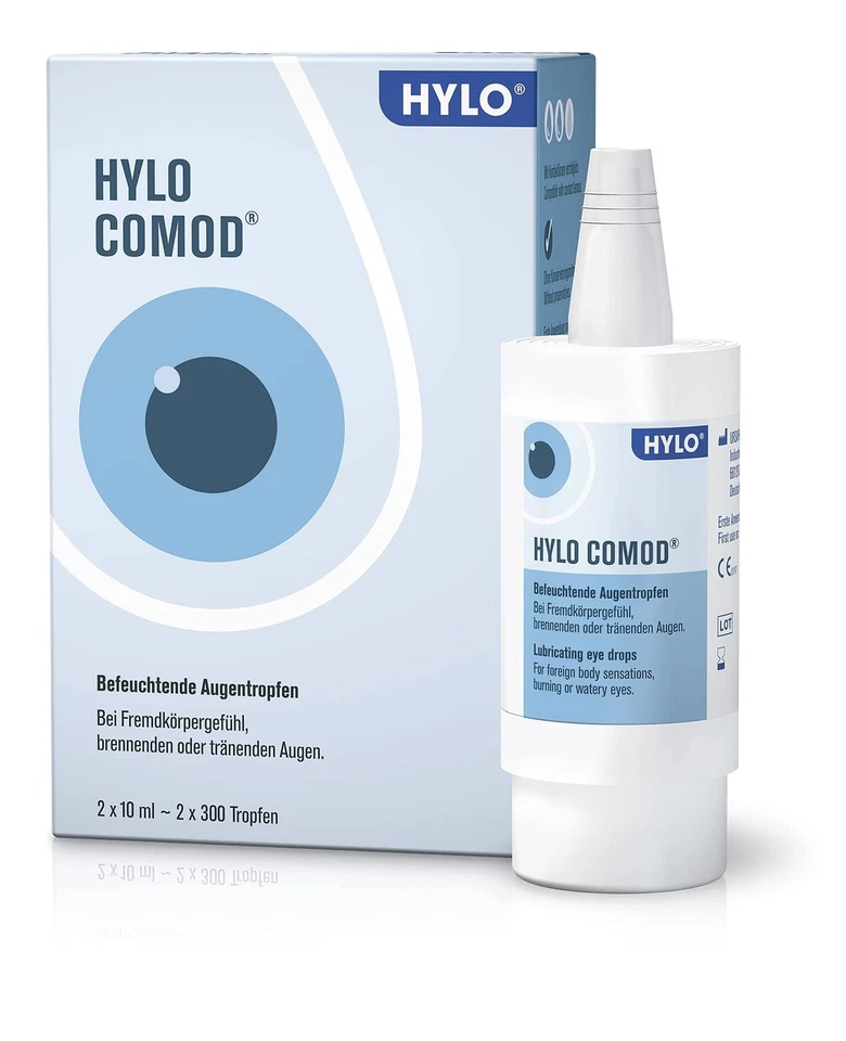 HYLO COMOD Augentropfen bei trockenen Augen mit Hyaluronsäure Doppelpackung 2...