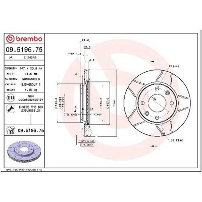 2x Brembo Scheibenbremse 26053527 vorne E169003 L3501101