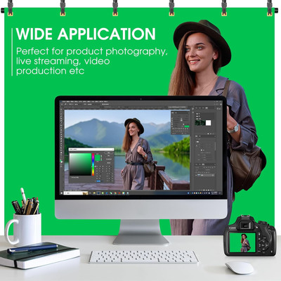 Green Screen Backdrop with Stand, 8X7.2Ft Portable Greenscreen Background wit...