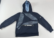 Reebok Youth Hoodie Blue Athletic Pullover Zip Pocket No Size Tag