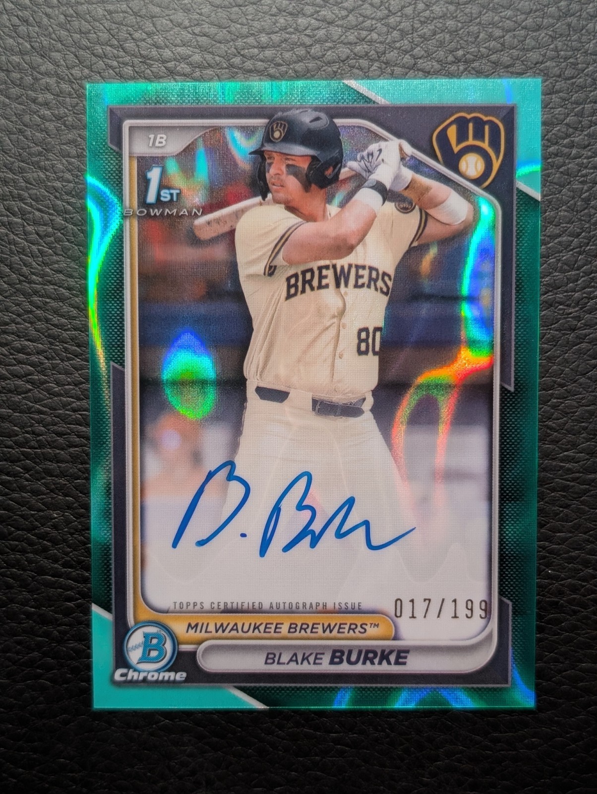 2024 Bowman Draft 1st Chrome Auto Blake Burke #CPA-BB Aqua Lava Refractor /199