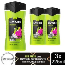Lynx Epic Fresh Shower Gel Grapefruit & Tropical Pineapple Scent 225ml, 3 Pack