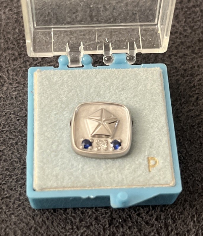 VTG Chrysler 30 yr. Service Pin - 1/10 10k White Gold Filled - CTO- OG Case 