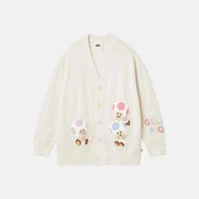 GELATO PIQUE SUPER MARIO BROS Toad & Yoshi Jacquard Cardigan M/L Cream US seller