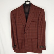 NEW Belvest Sport Coat Red Brown Glen Check Pattern Size 42 R Italian Made