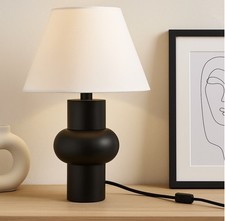 Black Table Lamp Base Matt  Dar Lighting Arran Modern Wooden Light 39cm