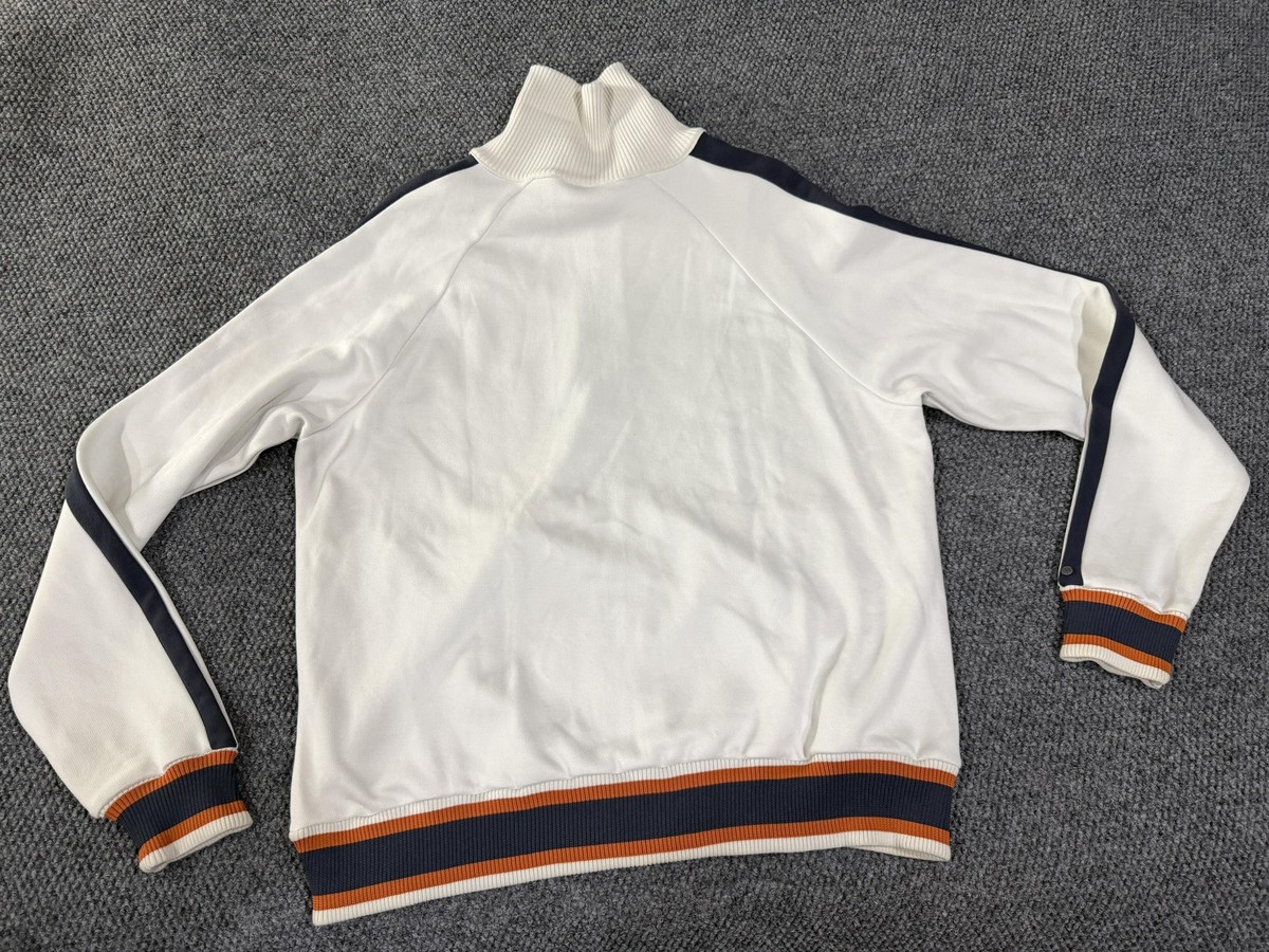 Puma Clyde Jacket Mens 2XL White Track Full Zip Striped Trim Retro