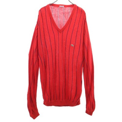 CHEMISE LACOSTE 70s Vintage French Lacoste Striped Pattern Long sleeve V nec...