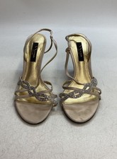 Nina New York Champagne Rhinestone Slingback Heeled Sandals Dress Shoes Size 8.5