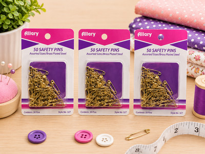 Set Aus 3 Allary 50 Messing Sicherheitsnadeln In Verschiedenen Größen