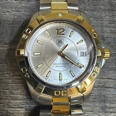 Pre-Owned TAG Heuer Aquaracer Two-Tone w/Silver Dial! MN WAF1120!