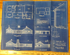 1940s or 1950s Vintage Mid Century Modern House Plan Blueprints TOPEKA KANSAS KS