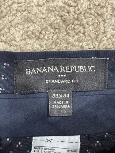 Banana Republic Pants Mens 33X34 Flat Front Chino Standard Fit Cotton Dark Blue - Picture 6 of 8