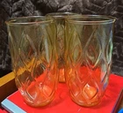 ANCHOR HOCKING amber yellow MADRID 12 oz TUMBERS, diamond quilt, Set of 3, VTG