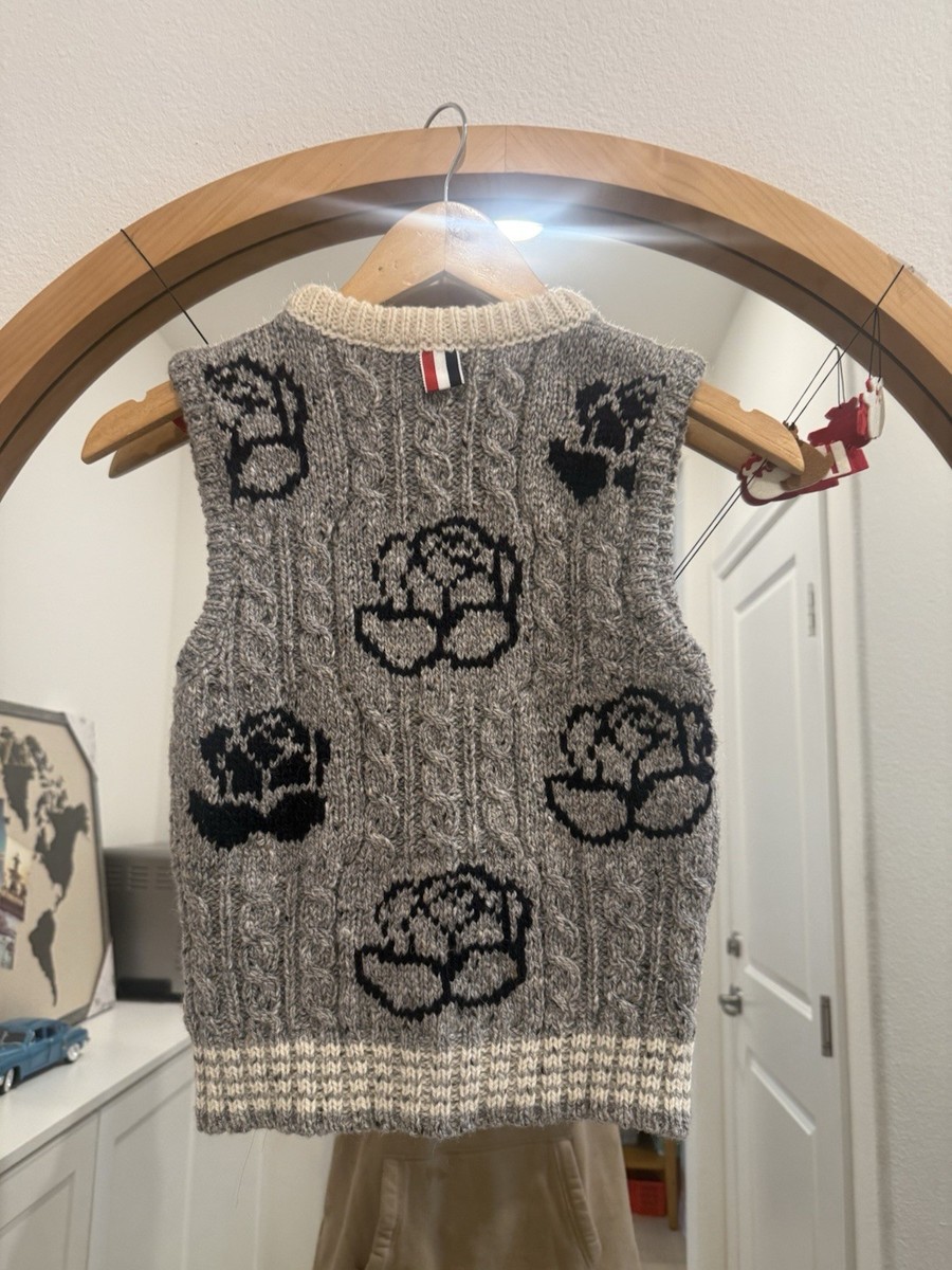 Thom Browne Floral intarsia wool and mohair vest | eBay