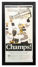  BLACKHAWKS 2010 STANLEYCUP CHAMPIONS (reprint) NEWS PAPER FRAMED