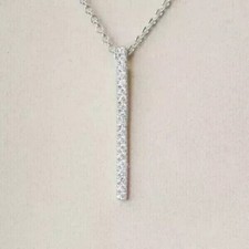 0.50Ct Round Lab Created Diamond Bar Pendant 18" Necklace 14k White Gold Plated