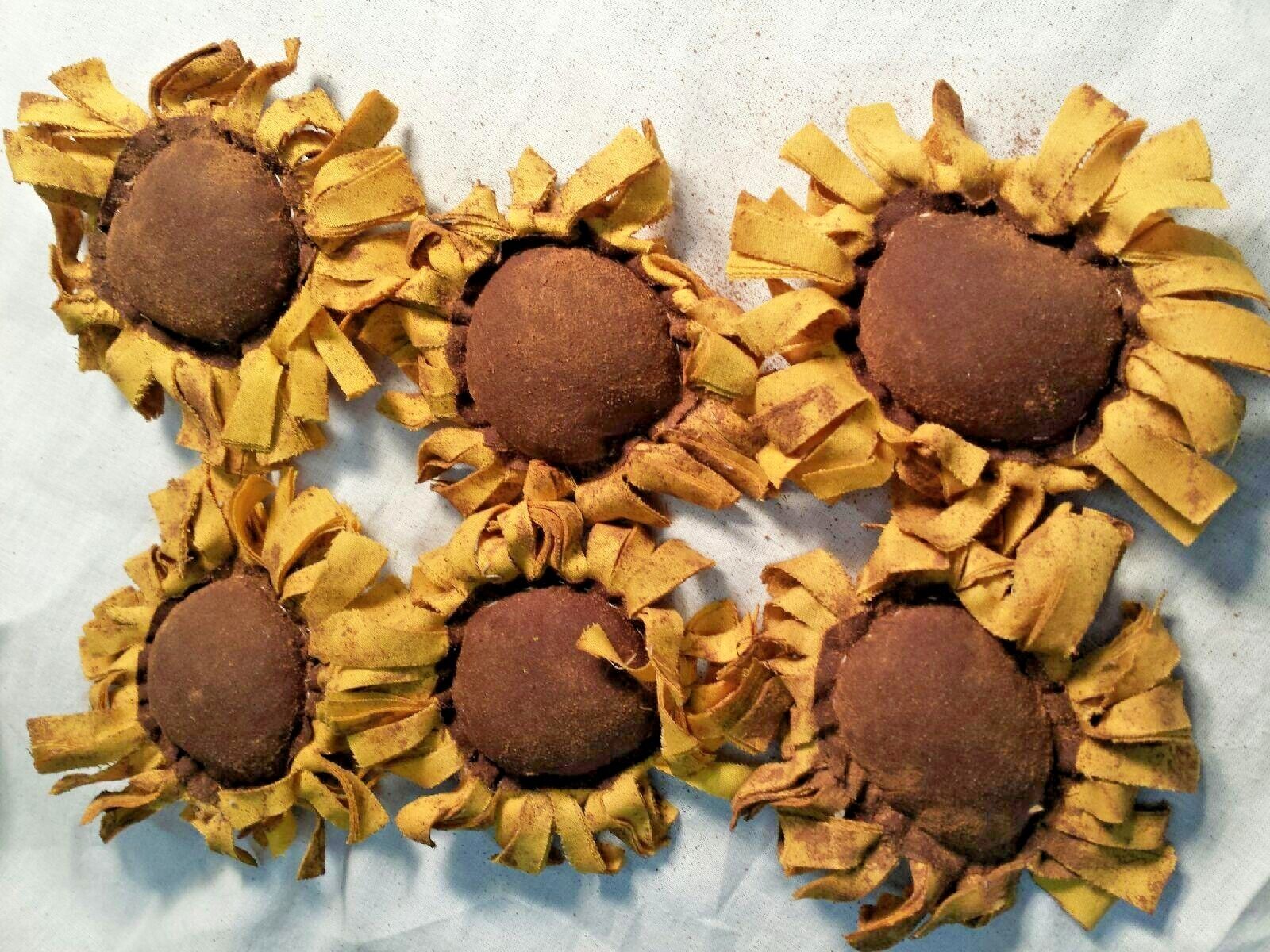 Primitive  Bowl Fillers Handmade Ornies/Yellow Sunflowers/Grunged
