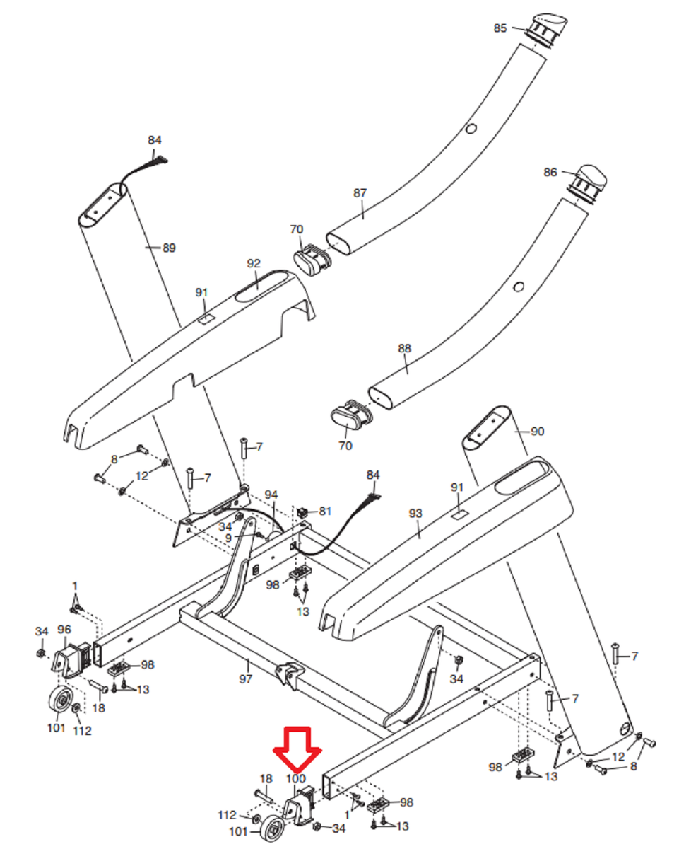 FreeMotion Lifestyler NordicTrack Treadmill Right Wheel Bracket 312253