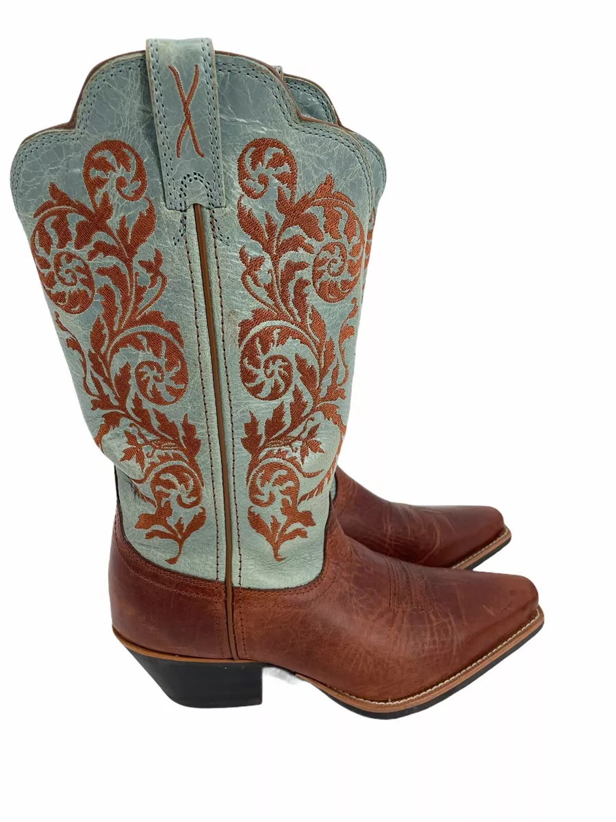 Twisted X Brown Stitched Leather Cowboy Western Boots Womens Size 6 WWT 0029