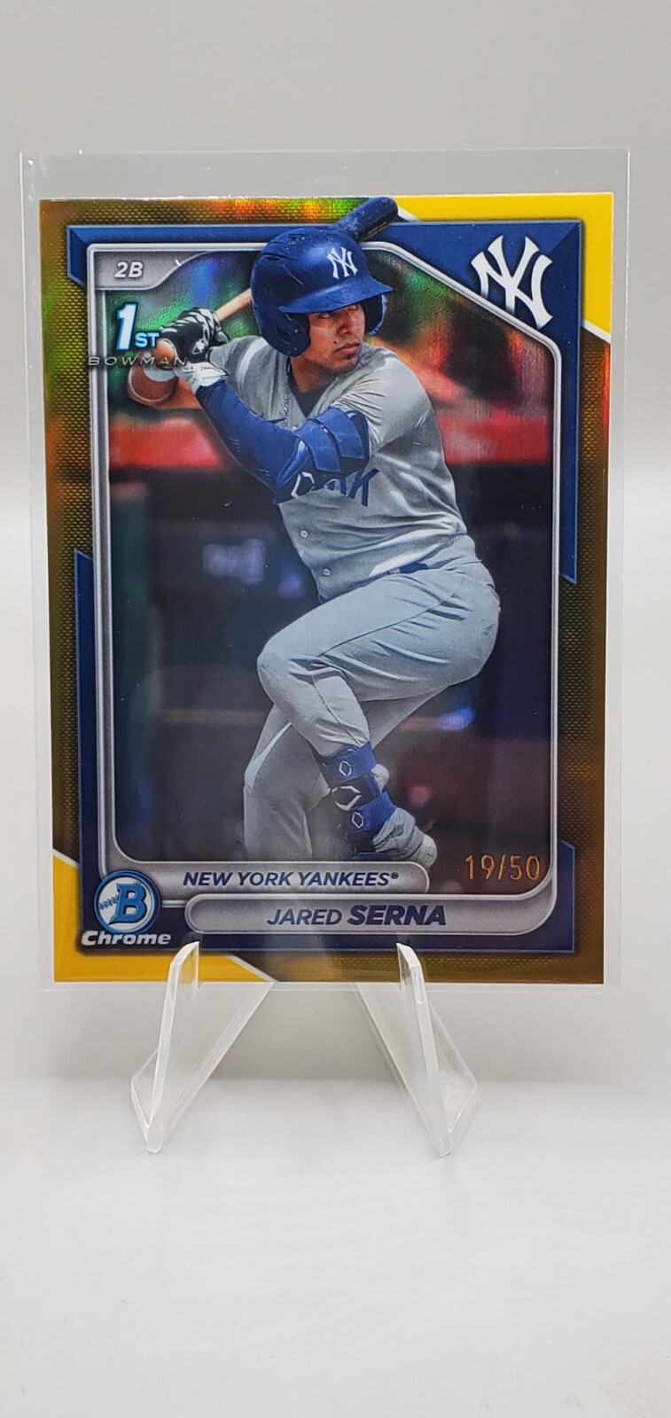 2024 Bowman Chrome 1st JARED SERNA Gold Refractor #'d 19/50 RC #BCP-68 Yankees