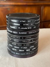 Lot of 10 58mm Filters, tiffin, Hoya, Hama, Etc. With metal caps