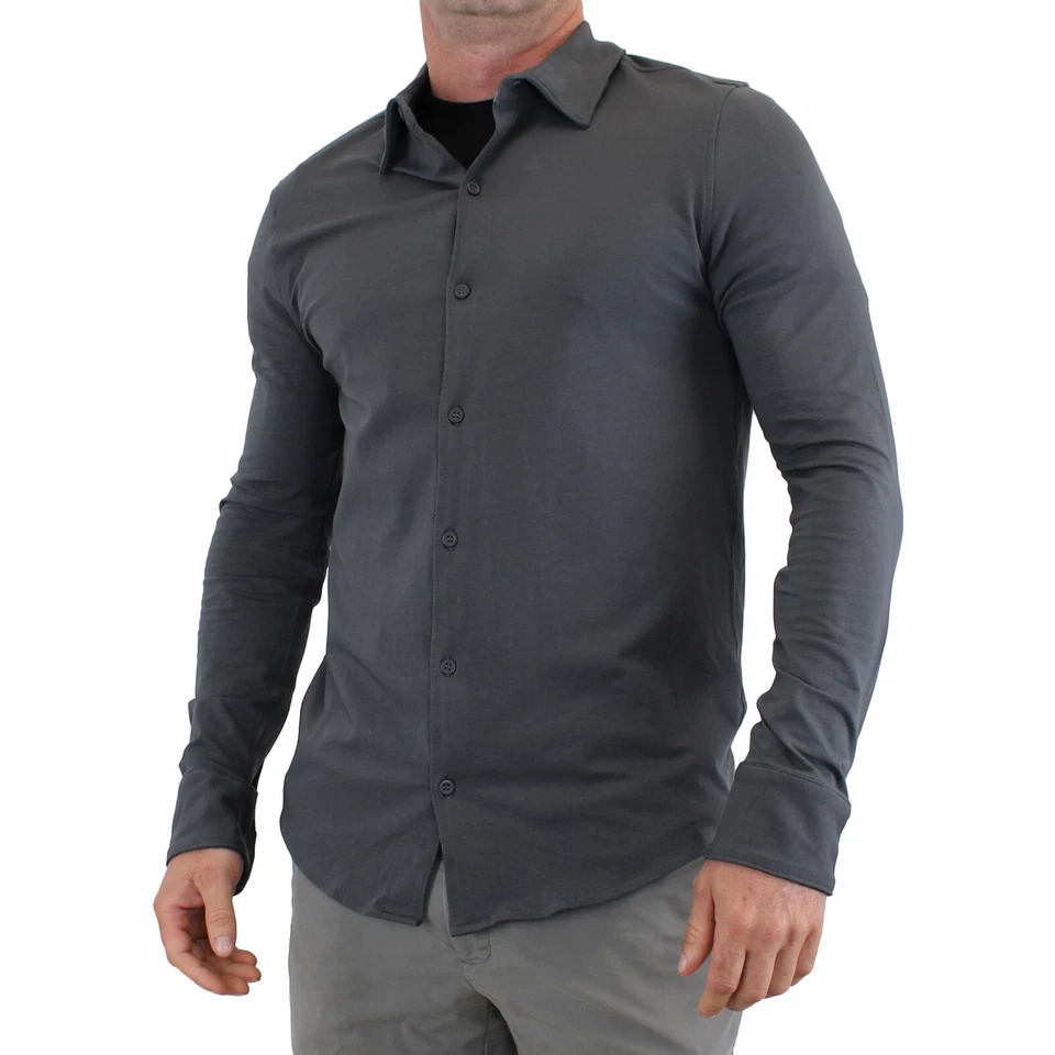 True Classic Men's, Knit Long Sleeve, Slightly Relaxed Fit Collard Shirt - Image 2 of 4