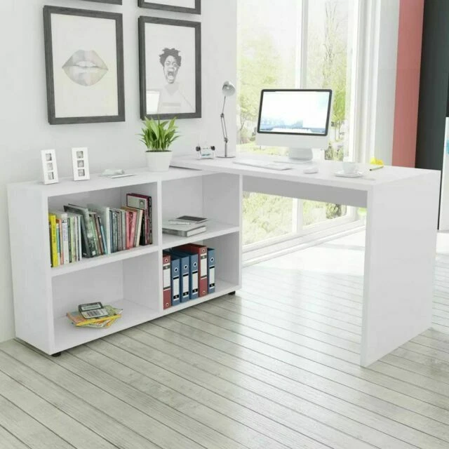 SHW Scrivania Per Computer 40 Pollici In Acero - Acciaio E Truciolare, Design Moderno