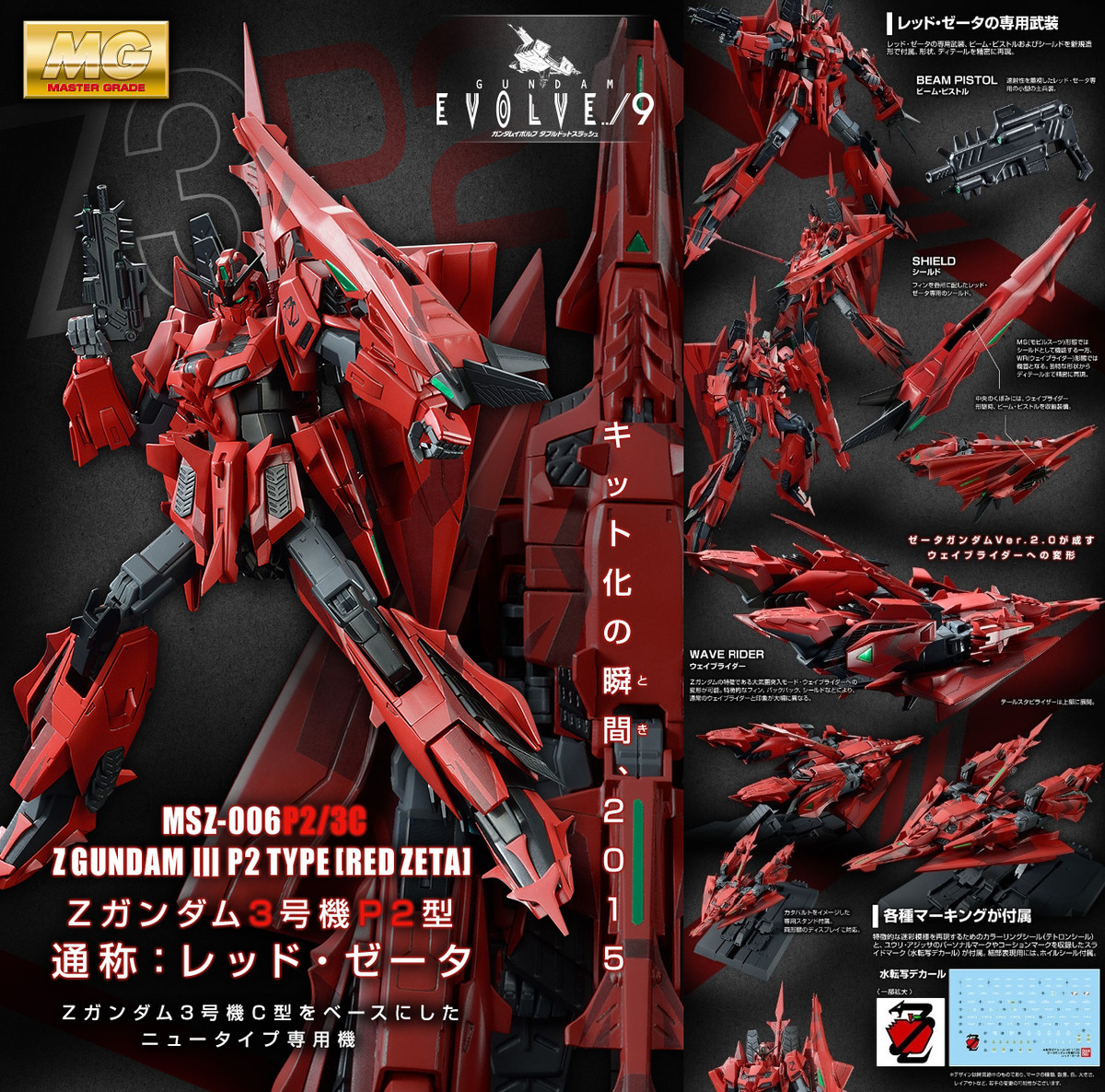 Premium Bandai MG 1/100 MSZ-006P2/3C ZETA GUNDAM III P2 TYPE RED 