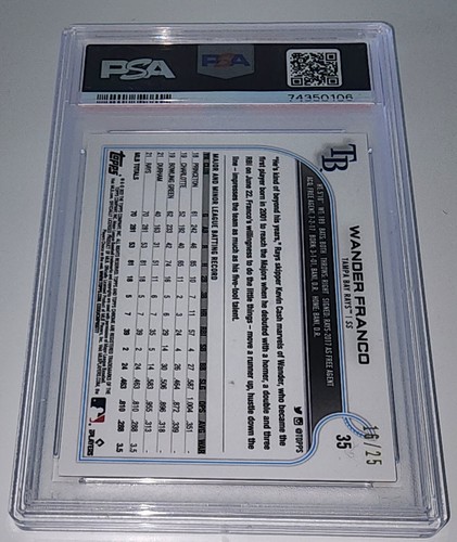 2022 Topps Chrome Ben Baller PSA 10 Orange 16/25 POP 1 Wander Franco Rookie Card - Picture 2 of 2