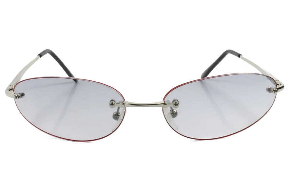 Óculos de sol oval vintage retrô moda tom claro lente prata vermelho masculino feminino - Imagem 4 de 4