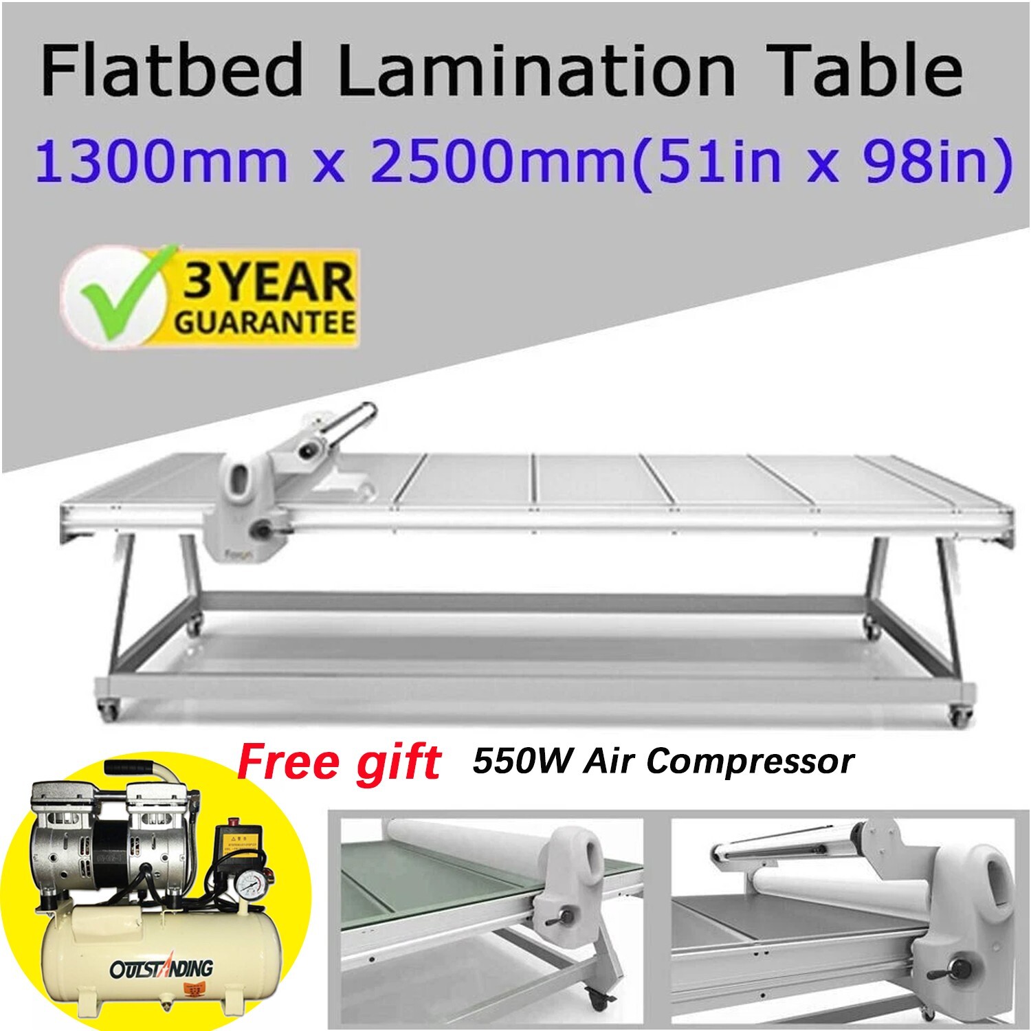 51in x 98in Flatbed Laminator Lamination Tempered Glass Table for Kinds of Board-image