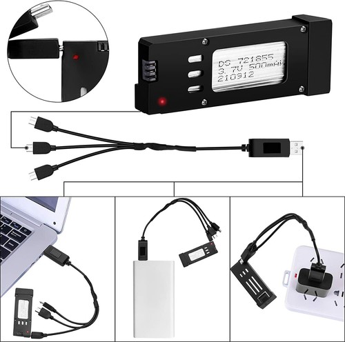 3x 3.7V 550mAh Battery 3 in 1 Charger for RC Quadcopter Drone JY019 E58 S168 USA - Picture 5 of 8
