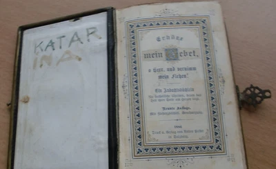 Antikes GEBETBUCH aus dem Jahre 1886, Vorder u.Rückseite geprägt mit Metall ... - Bild 1 von 4